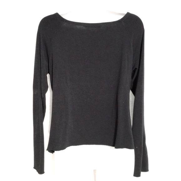 Retro soft shirred BLOUSE marble wood buttons black top JONDEN - Picture 4 of 6